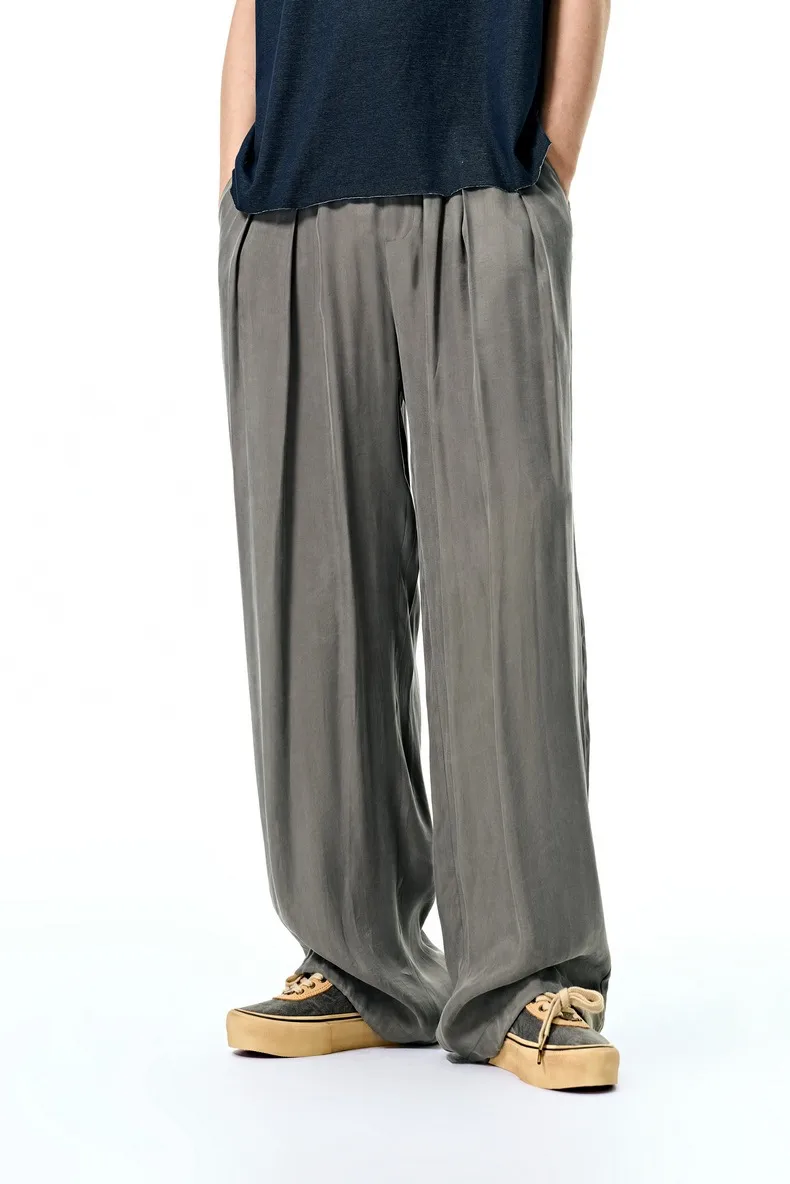 Jiezhan Men's Wear | Copper Ammonia Silk Air Conditioning Pants 25 Spring And Summer New Fashion Brand Hangs Ice Silk Pants Wide Leg Pants For Men And Women display picture 6