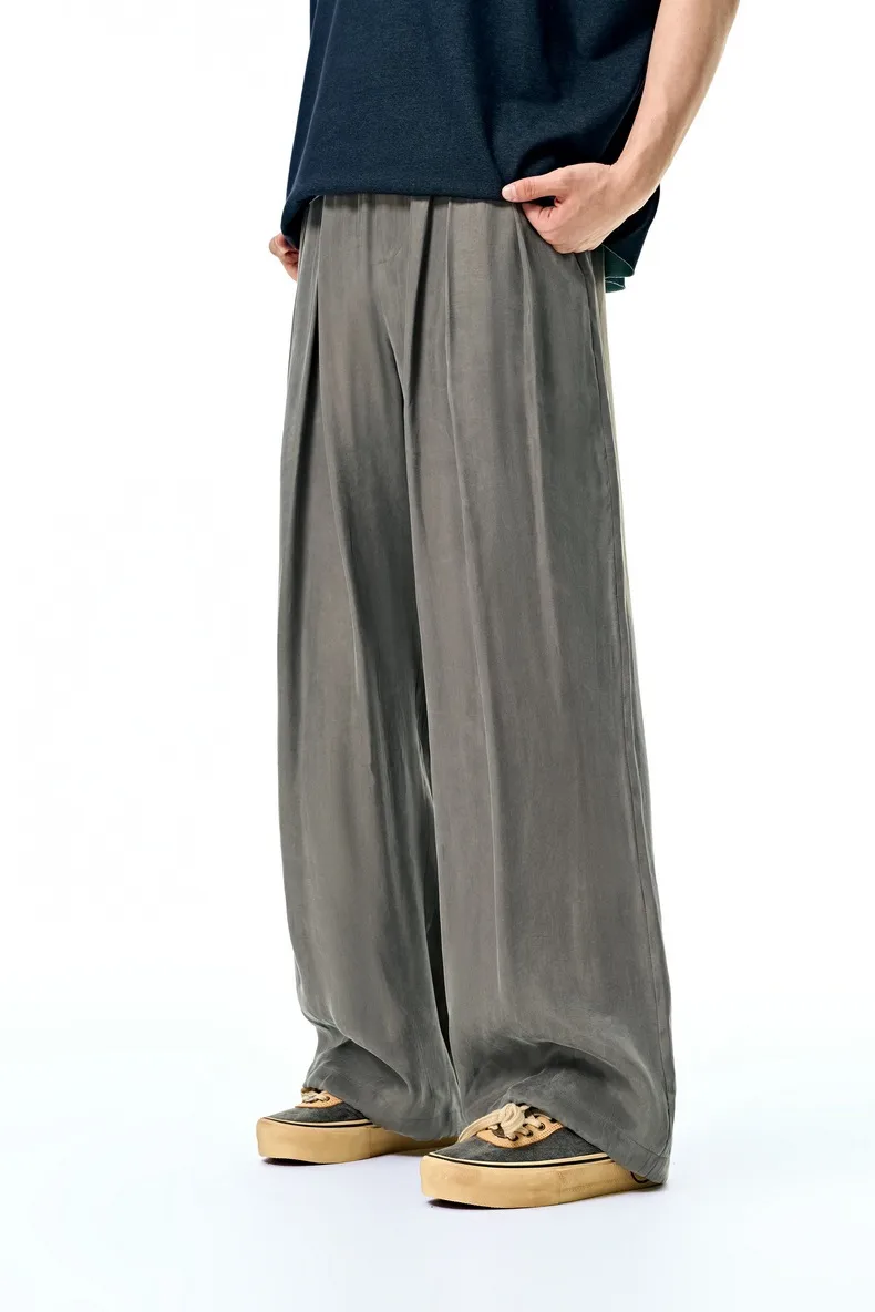 Jiezhan Men's Wear | Copper Ammonia Silk Air Conditioning Pants 25 Spring And Summer New Fashion Brand Hangs Ice Silk Pants Wide Leg Pants For Men And Women display picture 7