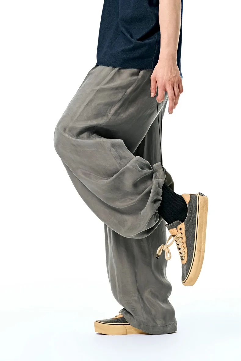 Jiezhan Men's Wear | Copper Ammonia Silk Air Conditioning Pants 25 Spring And Summer New Fashion Brand Hangs Ice Silk Pants Wide Leg Pants For Men And Women display picture 8