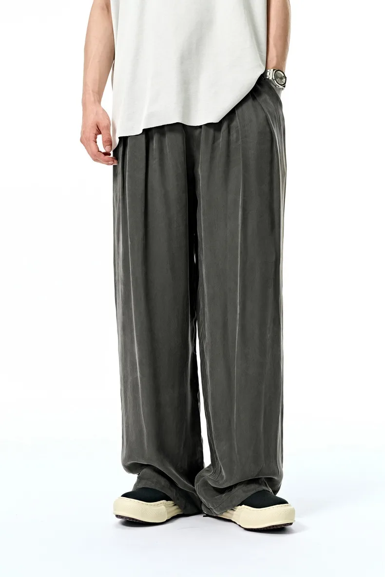 Jiezhan Men's Wear | Copper Ammonia Silk Air Conditioning Pants 25 Spring And Summer New Fashion Brand Hangs Ice Silk Pants Wide Leg Pants For Men And Women display picture 14