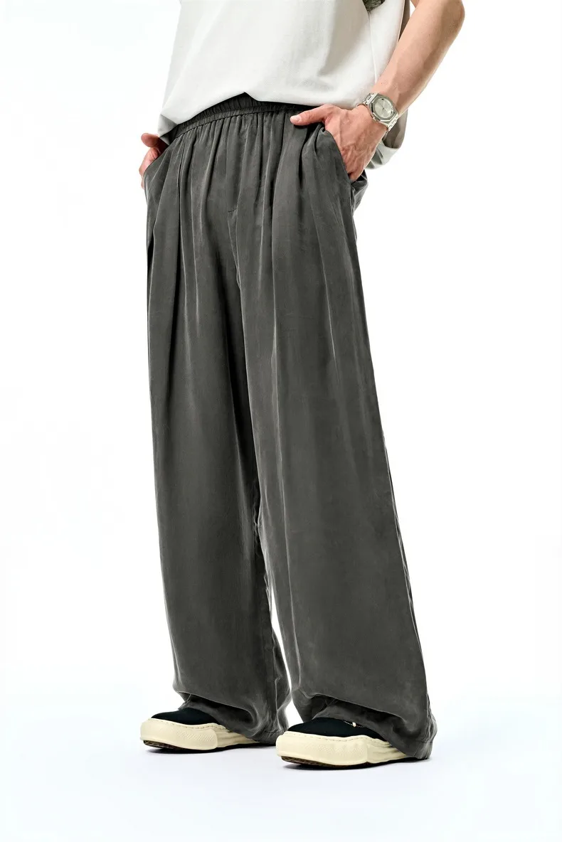 Jiezhan Men's Wear | Copper Ammonia Silk Air Conditioning Pants 25 Spring And Summer New Fashion Brand Hangs Ice Silk Pants Wide Leg Pants For Men And Women display picture 16