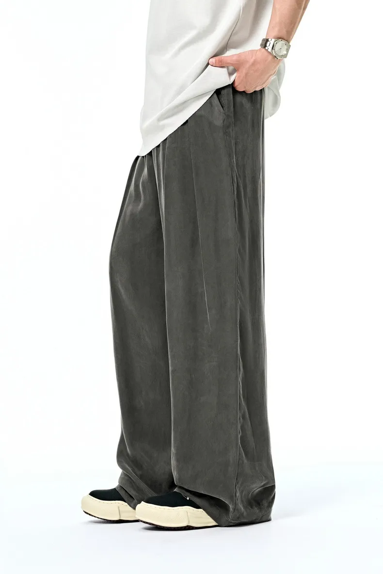 Jiezhan Men's Wear | Copper Ammonia Silk Air Conditioning Pants 25 Spring And Summer New Fashion Brand Hangs Ice Silk Pants Wide Leg Pants For Men And Women display picture 17