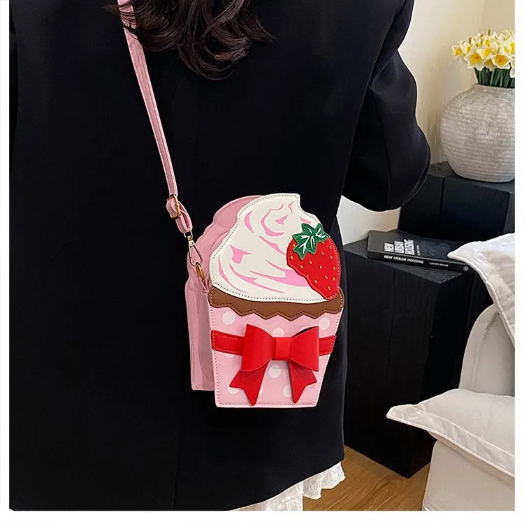 New Foreign Trade Bag Women's Distinctive Creative Strawberry Cake Chain Crossbody Bag Cute Bow Women's Bag display picture 13