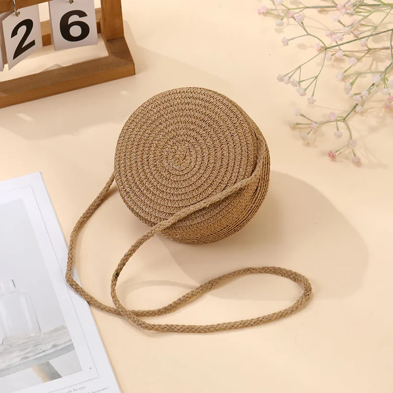 Summer Girls Woven Seaside Bag  New Cute Rabbit Straw Bag Beach Children Crossbody Small Round Bag display picture 18
