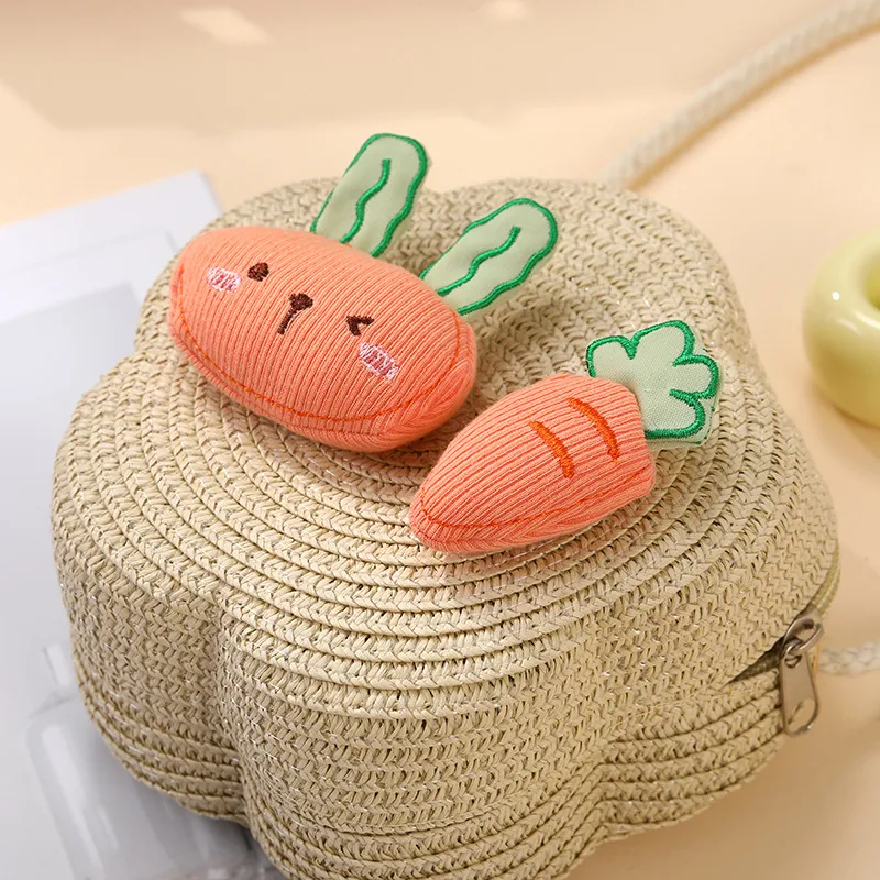 Summer Girls Woven Seaside Bag  New Cute Rabbit Straw Bag Beach Children Crossbody Small Round Bag display picture 31