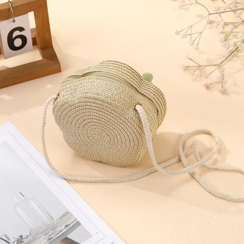 Summer Girls Woven Seaside Bag  New Cute Rabbit Straw Bag Beach Children Crossbody Small Round Bag display picture 33