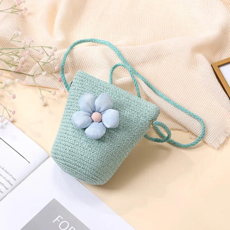 Summer Straw Bag Woven Bag Seaside Beach Cute Children's Straw Bag Tulip Flower Girls' Crossbody Bag display picture 12