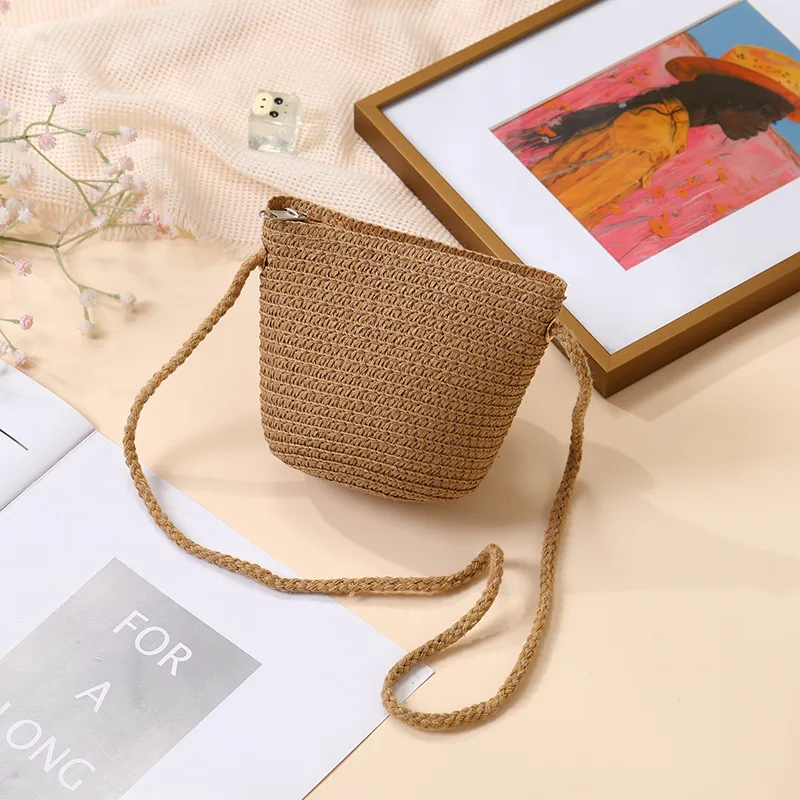 Summer Straw Bag Woven Bag Seaside Beach Cute Children's Straw Bag Tulip Flower Girls' Crossbody Bag display picture 20