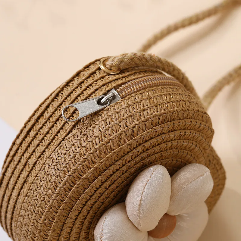 Summer Straw Bag Woven Bag Seaside Beach Cute Children's Straw Bag Tulip Flower Girls' Crossbody Bag display picture 30