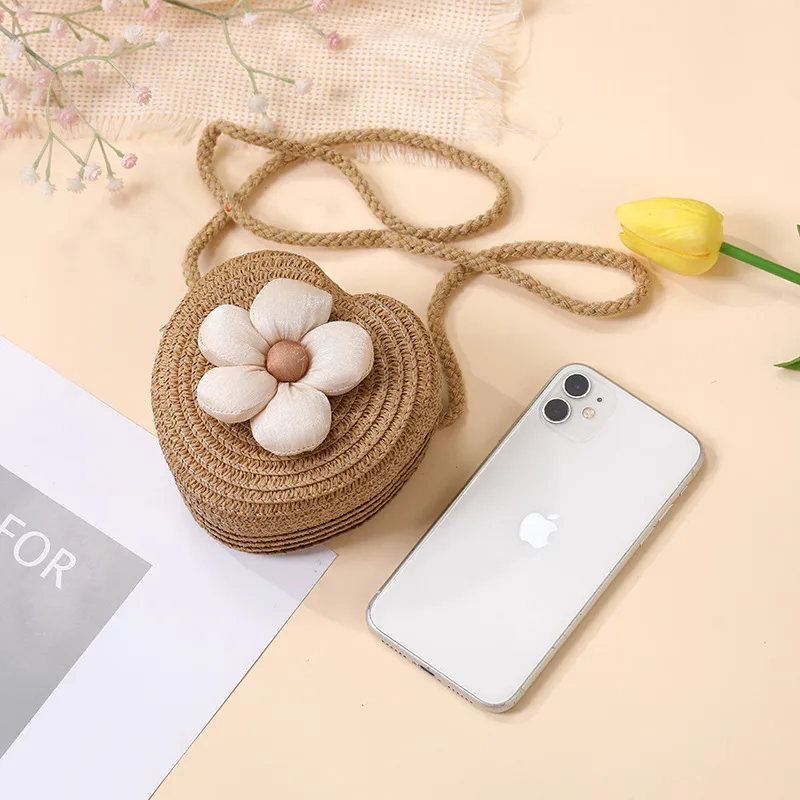 Summer Straw Bag Woven Bag Seaside Beach Cute Children's Straw Bag Tulip Flower Girls' Crossbody Bag display picture 31
