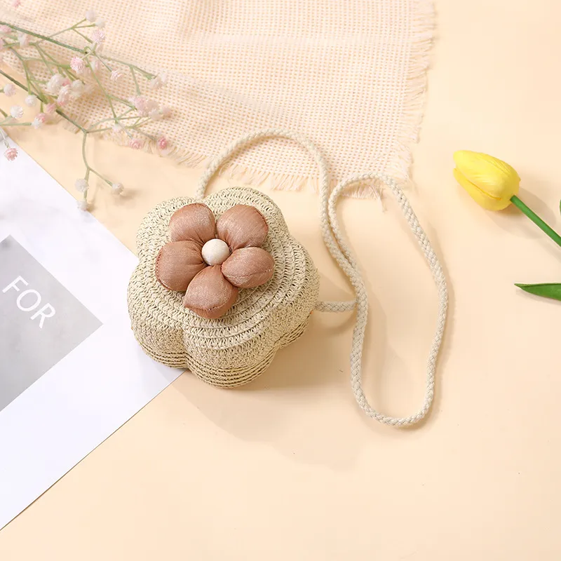 Summer Straw Bag Woven Bag Seaside Beach Cute Children's Straw Bag Tulip Flower Girls' Crossbody Bag display picture 33