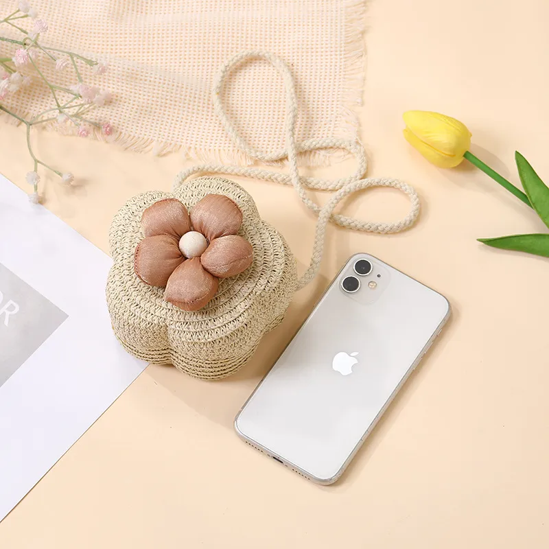 Summer Straw Bag Woven Bag Seaside Beach Cute Children's Straw Bag Tulip Flower Girls' Crossbody Bag display picture 36
