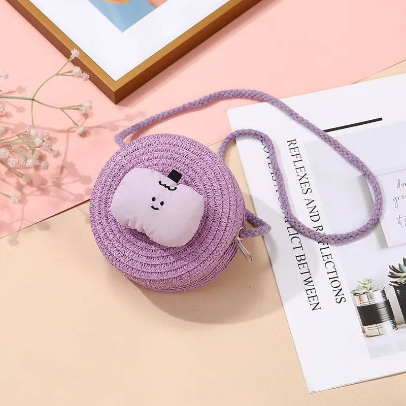 Summer Children's Bag Cute All-match Apple Straw Bag Woven Bag Seaside Vacation Straw Bag Little Girl Crossbody Bag display picture 2