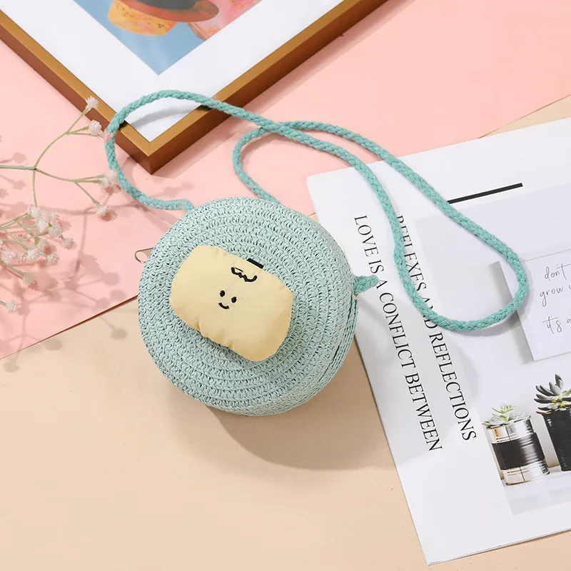 Summer Children's Bag Cute All-match Apple Straw Bag Woven Bag Seaside Vacation Straw Bag Little Girl Crossbody Bag display picture 7