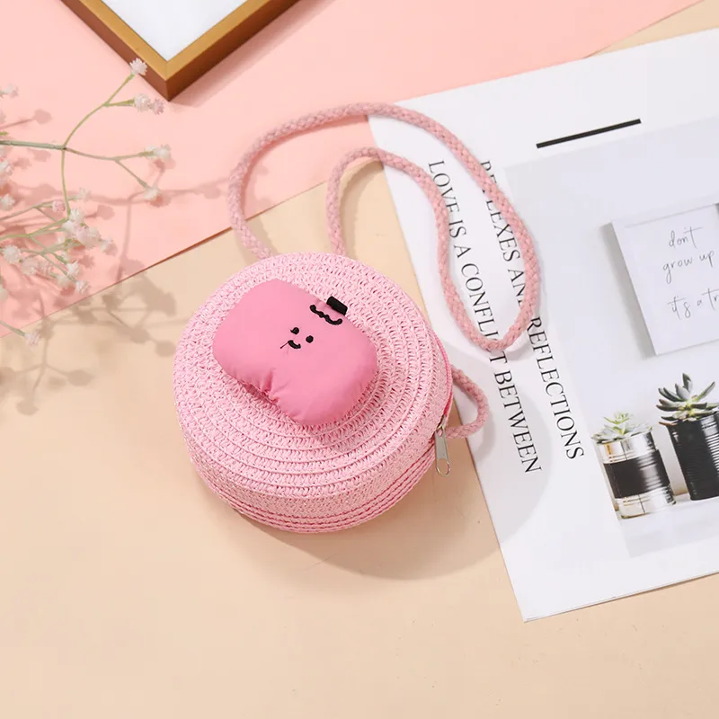 Summer Children's Bag Cute All-match Apple Straw Bag Woven Bag Seaside Vacation Straw Bag Little Girl Crossbody Bag display picture 8