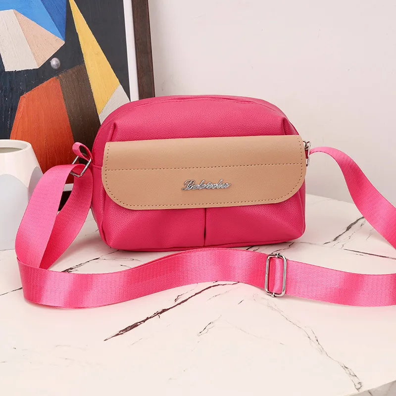 New Arrival Contrast Color Soft Surface Small Square Bag Casual Women's Shoulder Messenger Bag Travel Mobile Phone Coin Purse display picture 33