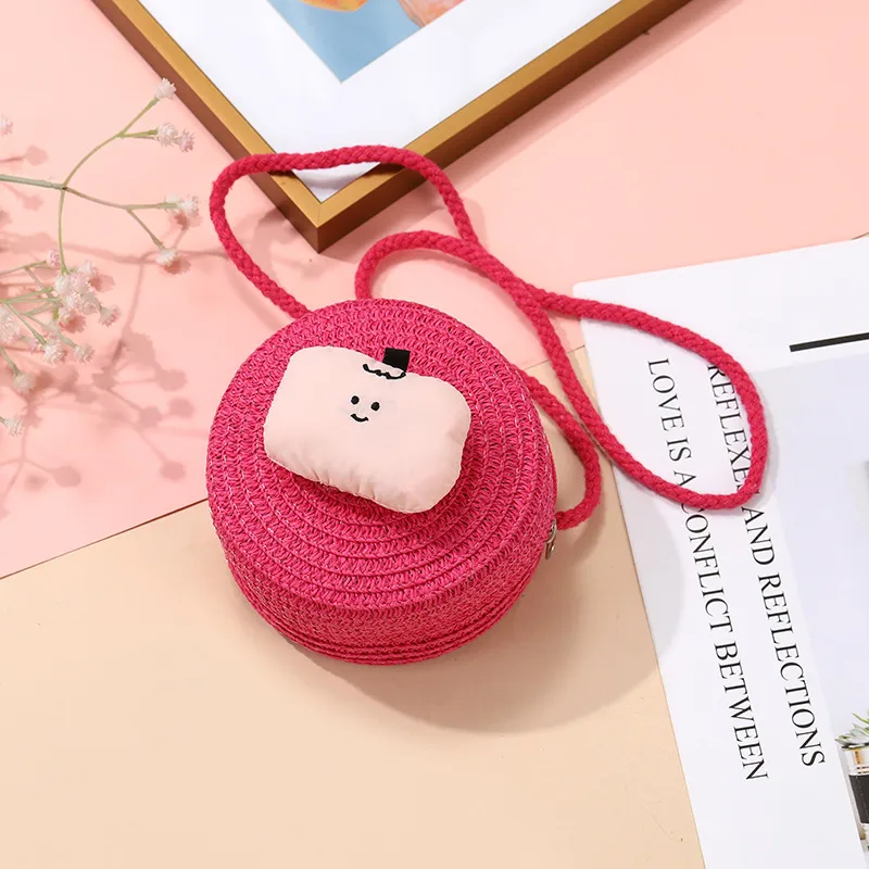 Summer Children's Bag Cute All-match Apple Straw Bag Woven Bag Seaside Vacation Straw Bag Little Girl Crossbody Bag display picture 9