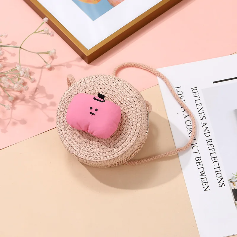 Summer Children's Bag Cute All-match Apple Straw Bag Woven Bag Seaside Vacation Straw Bag Little Girl Crossbody Bag display picture 10