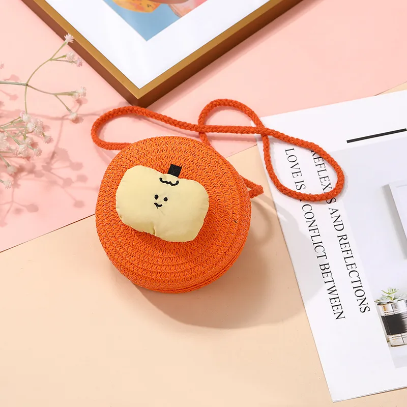 Summer Children's Bag Cute All-match Apple Straw Bag Woven Bag Seaside Vacation Straw Bag Little Girl Crossbody Bag display picture 11