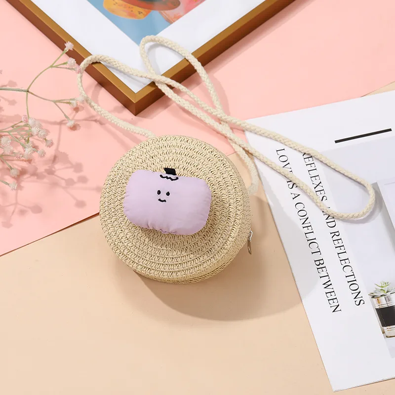 Summer Children's Bag Cute All-match Apple Straw Bag Woven Bag Seaside Vacation Straw Bag Little Girl Crossbody Bag display picture 12