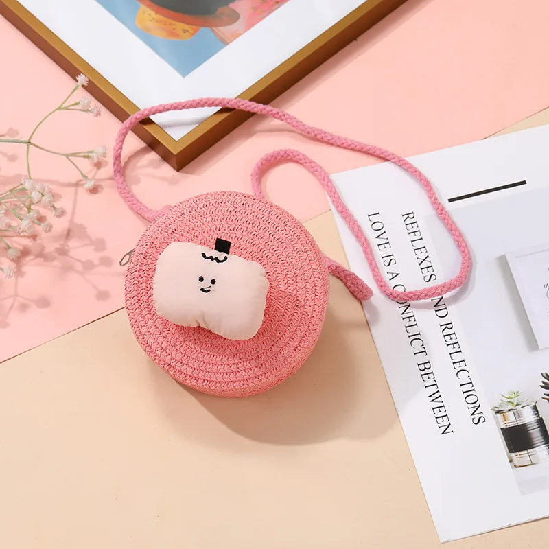 Summer Children's Bag Cute All-match Apple Straw Bag Woven Bag Seaside Vacation Straw Bag Little Girl Crossbody Bag display picture 13