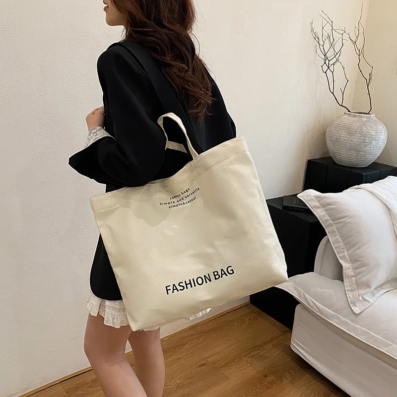 Large Capacity New Style Fashionable Student Class Hand Tote Bag Women's New Simple Casual Canvas Large Bag Shoulder Bag display picture 1