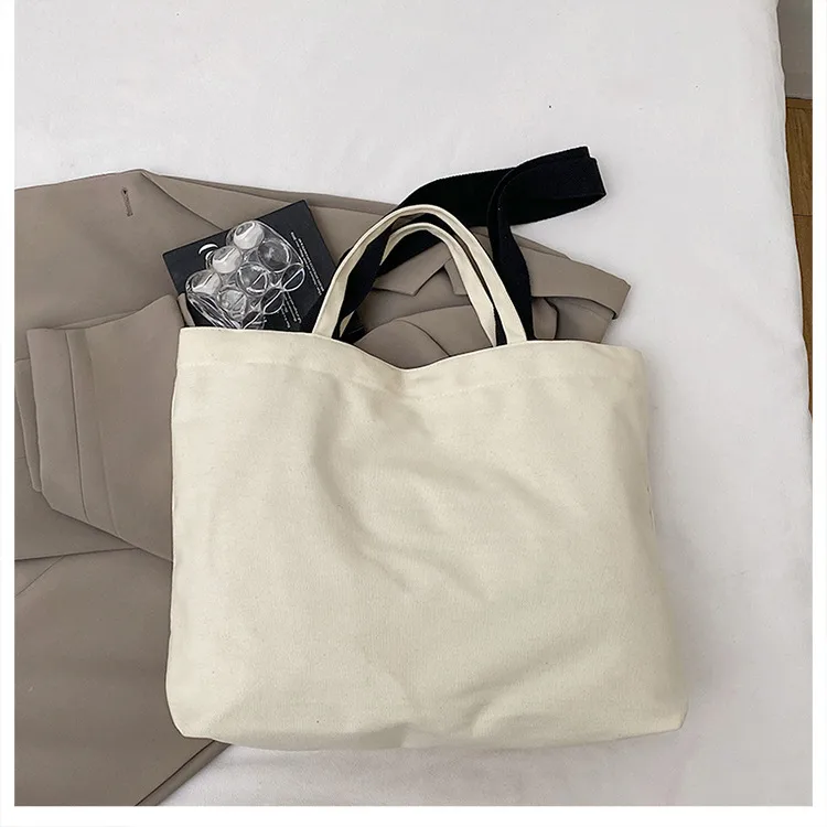 Large Capacity New Style Fashionable Student Class Hand Tote Bag Women's New Simple Casual Canvas Large Bag Shoulder Bag display picture 4
