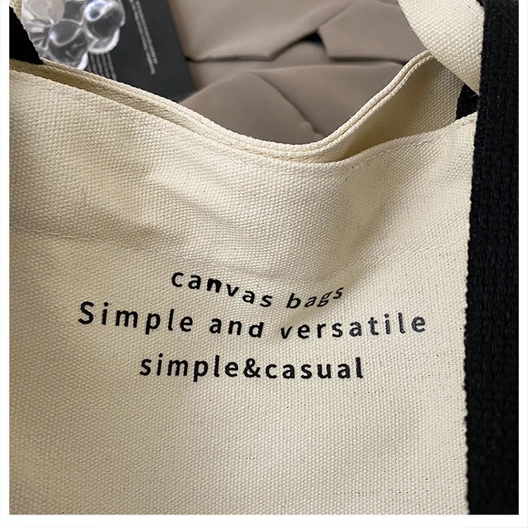 Large Capacity New Style Fashionable Student Class Hand Tote Bag Women's New Simple Casual Canvas Large Bag Shoulder Bag display picture 6