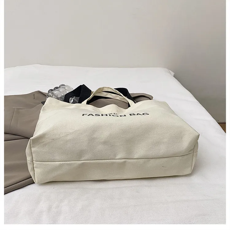 Large Capacity New Style Fashionable Student Class Hand Tote Bag Women's New Simple Casual Canvas Large Bag Shoulder Bag display picture 9