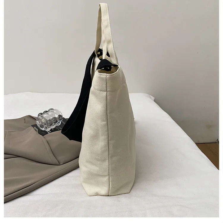 Large Capacity New Style Fashionable Student Class Hand Tote Bag Women's New Simple Casual Canvas Large Bag Shoulder Bag display picture 10