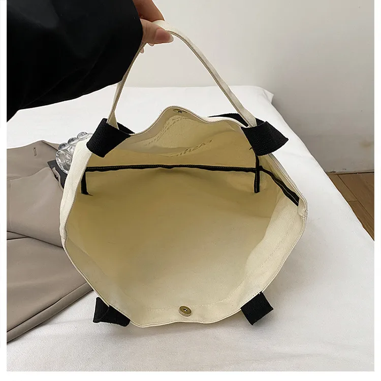 Large Capacity New Style Fashionable Student Class Hand Tote Bag Women's New Simple Casual Canvas Large Bag Shoulder Bag display picture 13