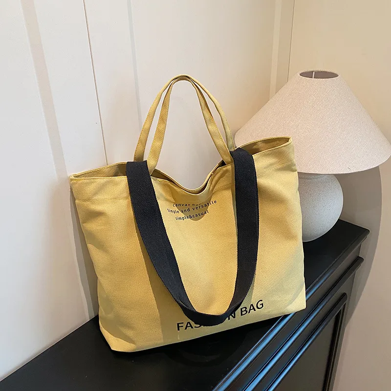 Large Capacity New Style Fashionable Student Class Hand Tote Bag Women's New Simple Casual Canvas Large Bag Shoulder Bag display picture 15