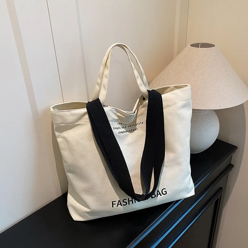 Large Capacity New Style Fashionable Student Class Hand Tote Bag Women's New Simple Casual Canvas Large Bag Shoulder Bag display picture 17