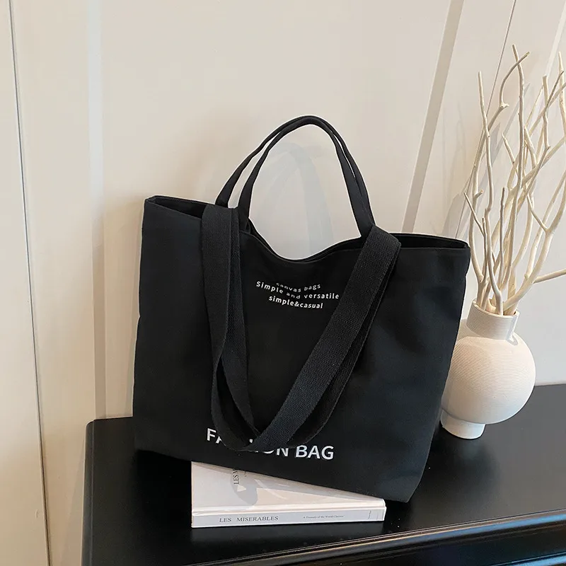Large Capacity New Style Fashionable Student Class Hand Tote Bag Women's New Simple Casual Canvas Large Bag Shoulder Bag display picture 18