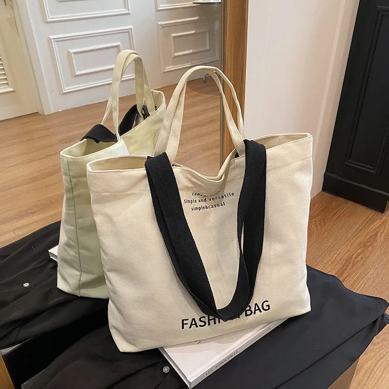 Large Capacity New Style Fashionable Student Class Hand Tote Bag Women's New Simple Casual Canvas Large Bag Shoulder Bag display picture 20
