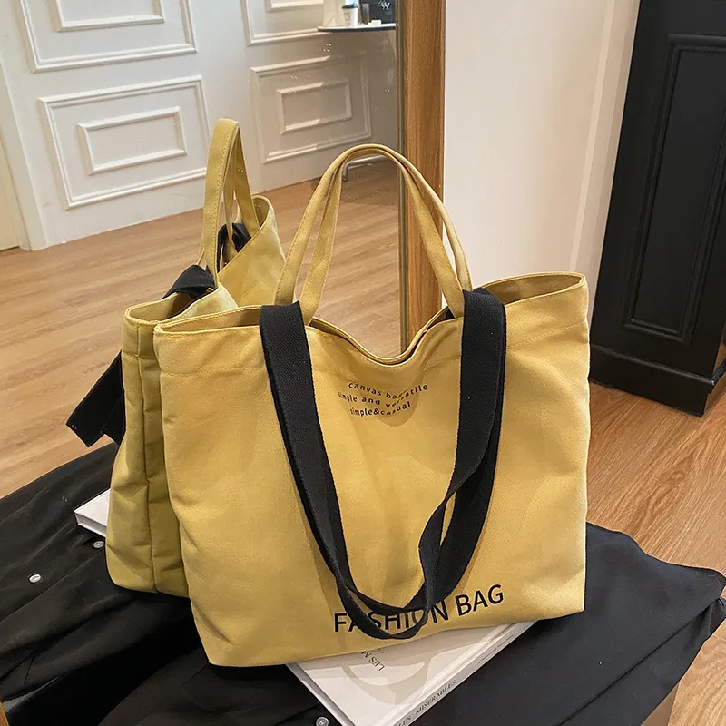 Large Capacity New Style Fashionable Student Class Hand Tote Bag Women's New Simple Casual Canvas Large Bag Shoulder Bag display picture 21