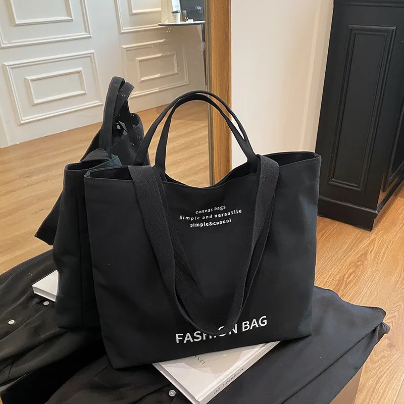 Large Capacity New Style Fashionable Student Class Hand Tote Bag Women's New Simple Casual Canvas Large Bag Shoulder Bag display picture 22