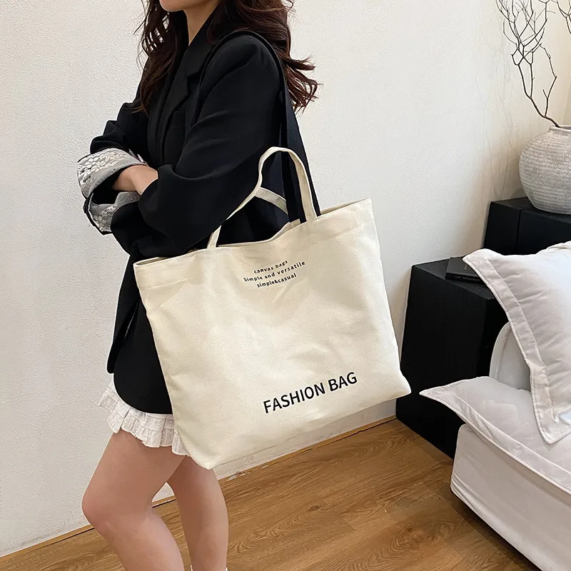 Large Capacity New Style Fashionable Student Class Hand Tote Bag Women's New Simple Casual Canvas Large Bag Shoulder Bag display picture 23