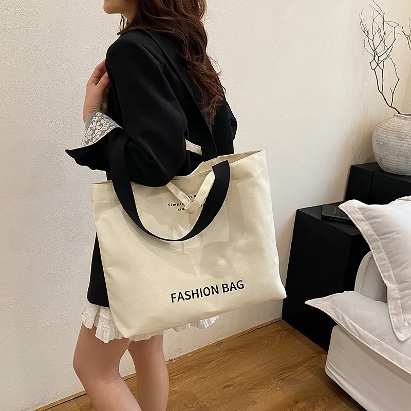 Large Capacity New Style Fashionable Student Class Hand Tote Bag Women's New Simple Casual Canvas Large Bag Shoulder Bag display picture 24