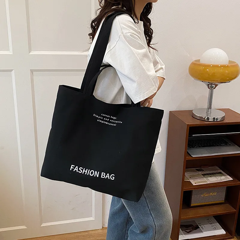 Large Capacity New Style Fashionable Student Class Hand Tote Bag Women's New Simple Casual Canvas Large Bag Shoulder Bag display picture 26