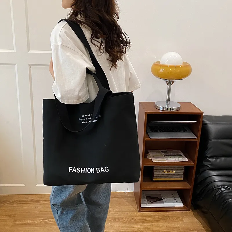 Large Capacity New Style Fashionable Student Class Hand Tote Bag Women's New Simple Casual Canvas Large Bag Shoulder Bag display picture 27
