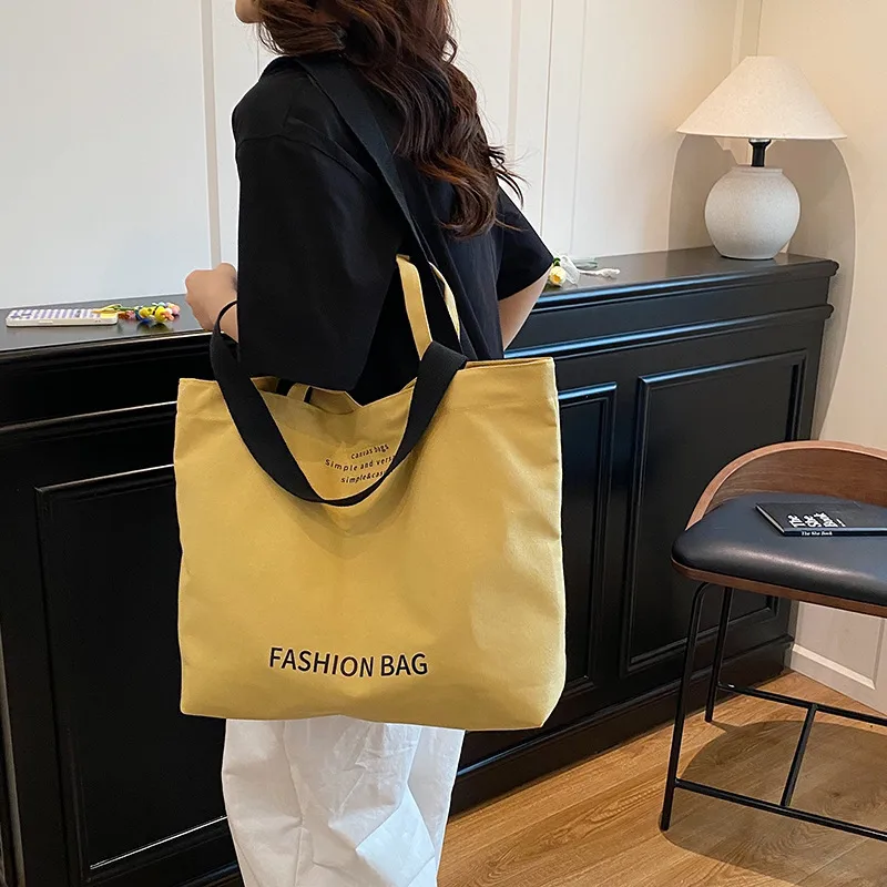 Large Capacity New Style Fashionable Student Class Hand Tote Bag Women's New Simple Casual Canvas Large Bag Shoulder Bag display picture 29