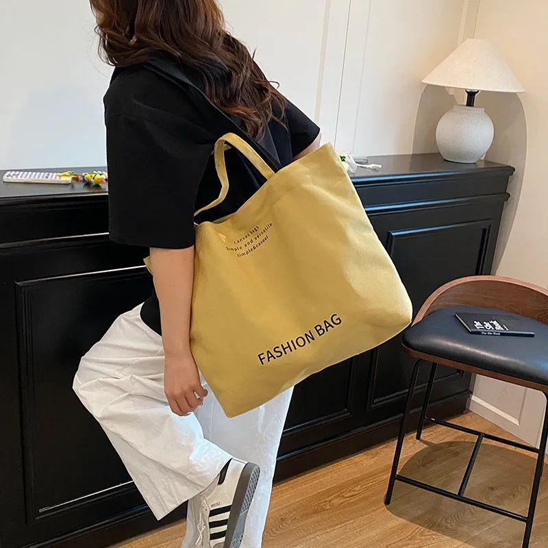 Large Capacity New Style Fashionable Student Class Hand Tote Bag Women's New Simple Casual Canvas Large Bag Shoulder Bag display picture 30
