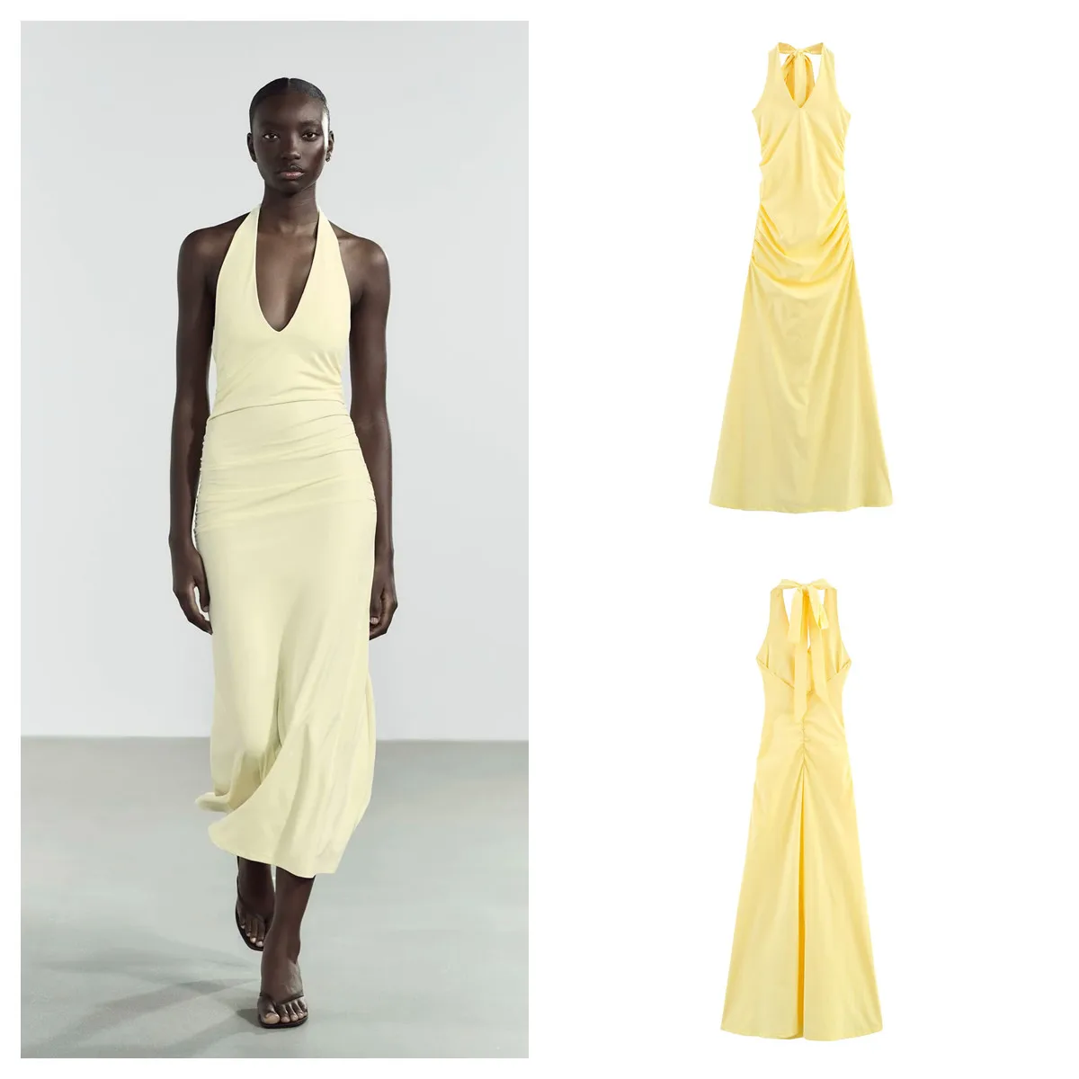 Women's Sheath Dress Elegant Halter Neck Sleeveless Solid Color Midi Dress Holiday Banquet display picture 1