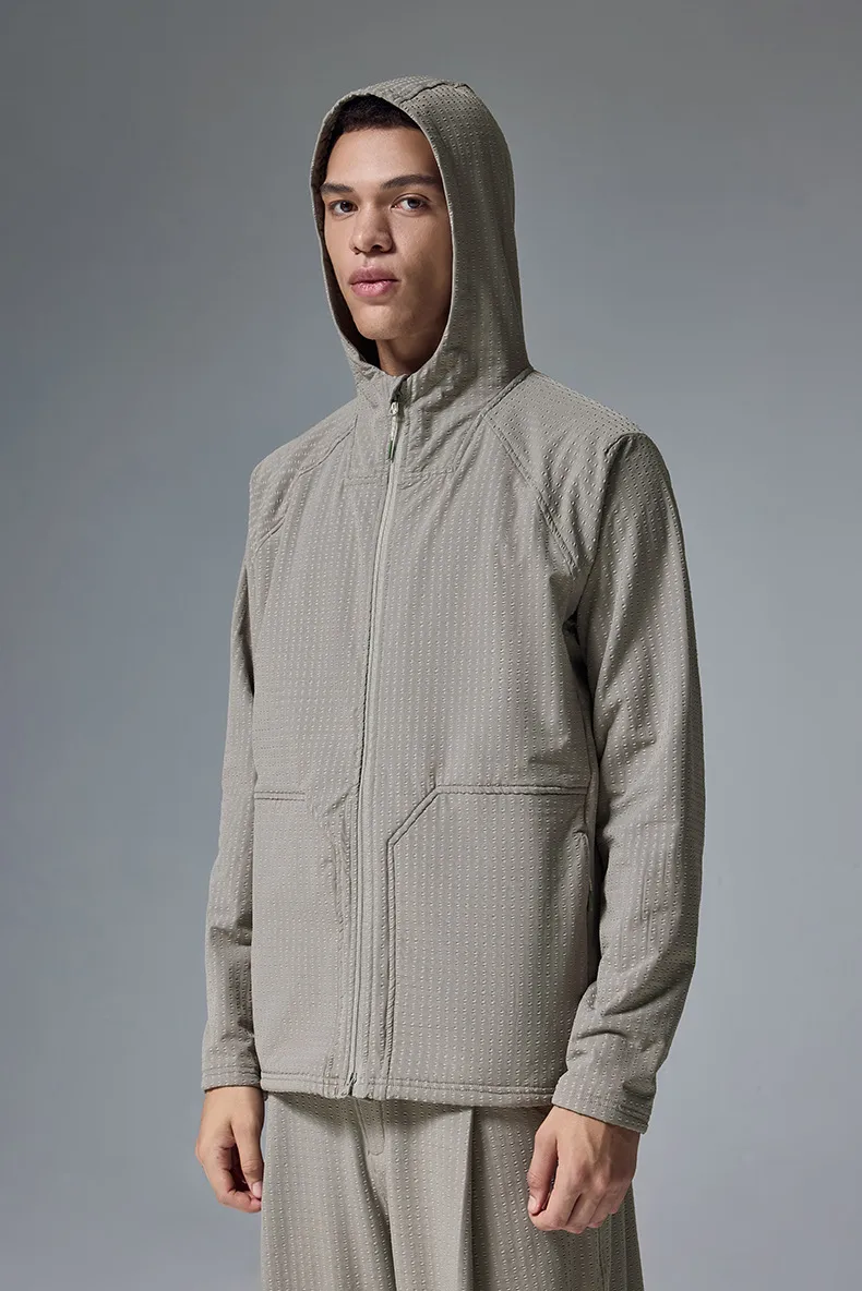 ABS Men's | Square Elastic Velvet Hooded Sports Suit  Autumn And Winter New Sports Zipper Coat Wide Leg Pants display picture 8