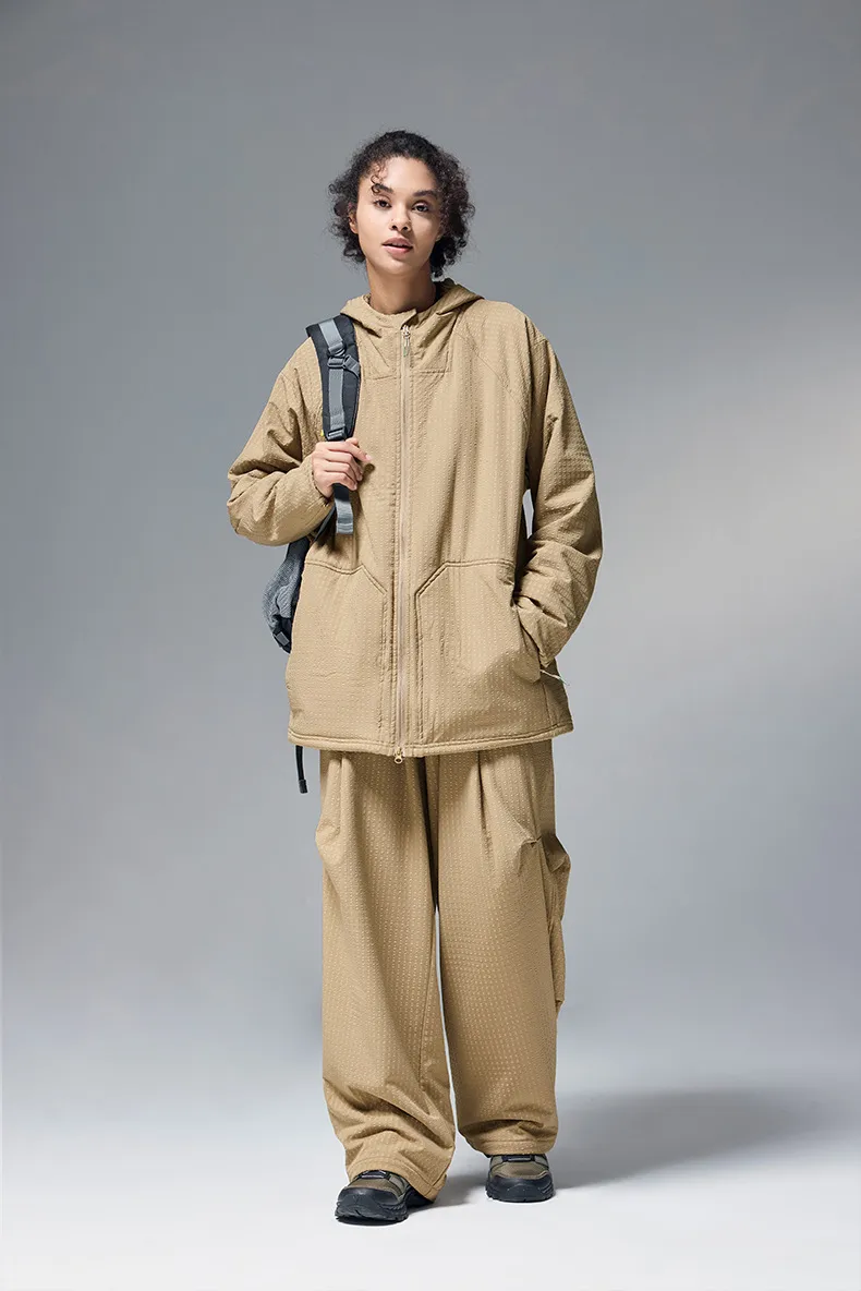ABS Men's | Square Elastic Velvet Hooded Sports Suit  Autumn And Winter New Sports Zipper Coat Wide Leg Pants display picture 11