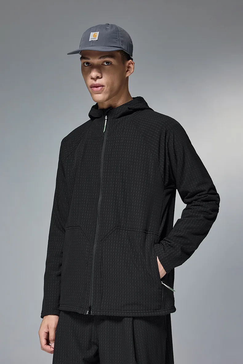 ABS Men's | Square Elastic Velvet Hooded Sports Suit  Autumn And Winter New Sports Zipper Coat Wide Leg Pants display picture 22