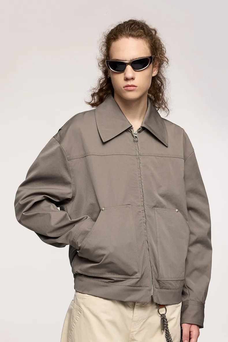 ABS Men's | Stretch Rivet Tooling Short Jacket Coat  Autumn And Winter New Vintage Lapel Logging Tooling display picture 8