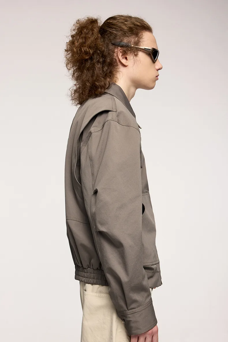 Jiezhan Men's Wear | Elastic Rivet Tooling Short Jacket  Men's Spring And Autumn Coat Lapel Logging Tooling display picture 4