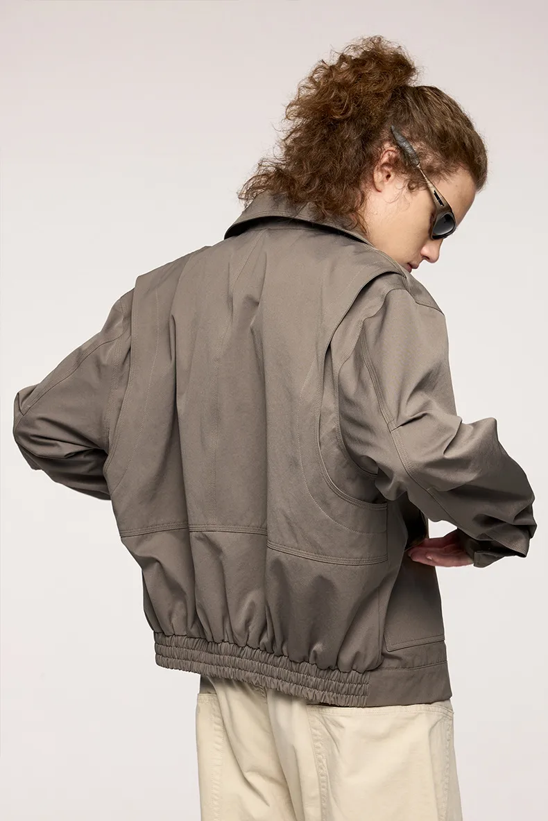 Jiezhan Men's Wear | Elastic Rivet Tooling Short Jacket  Men's Spring And Autumn Coat Lapel Logging Tooling display picture 5